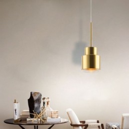 Postmodern Glass Pendant Light Golden Cylinder Lamp Bright Lighting Light
