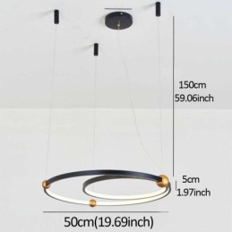 Circle Pendant Light Fixture Black 2 Rings