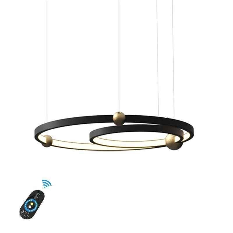 Circle Pendant Light Fixture Black 2 Rings