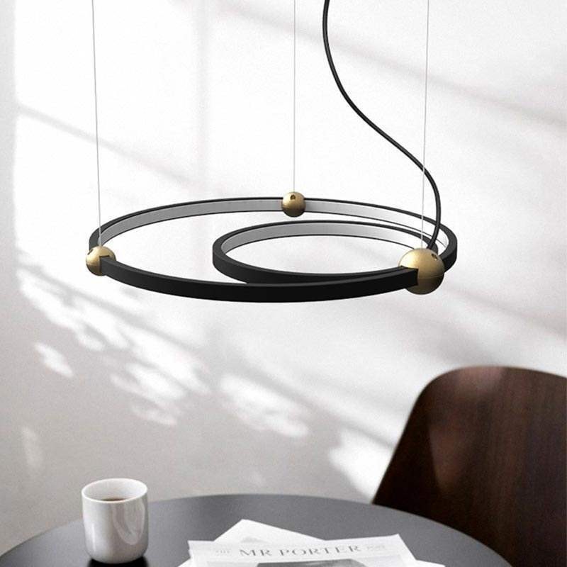 Circle Pendant Light Fixture Black 2 Rings