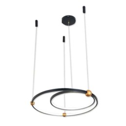 Circle Pendant Light Fixture Black 2 Rings