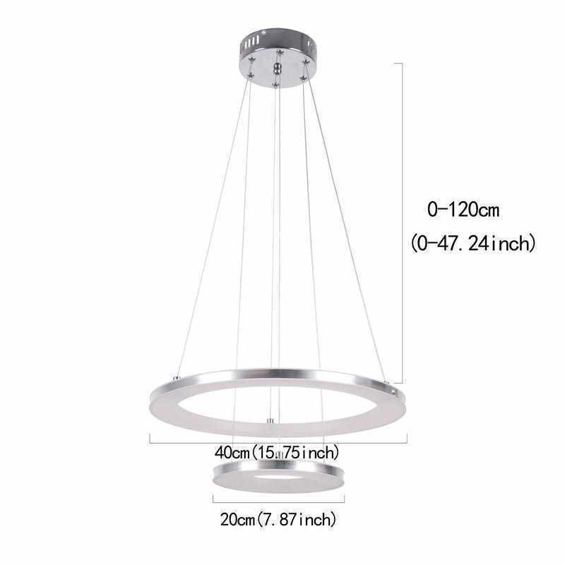Modern Pendant Light Acrylic 2 Rings Lamp 40+20cm