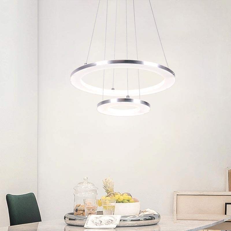 Modern Pendant Light Acrylic 2 Rings Lamp 40+20cm