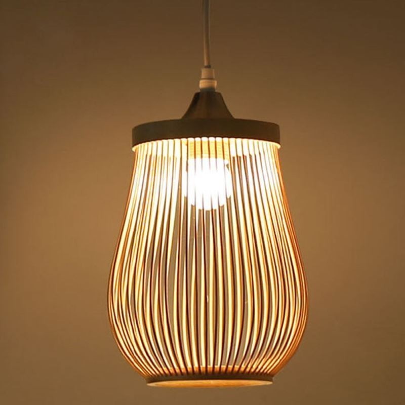 Hollow Cage Pendant Light Modern Bamboo Pendant Lighting