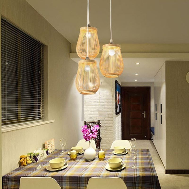 Hollow Cage Pendant Light Modern Bamboo Pendant Lighting