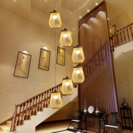 Hollow Cage Pendant Light Modern Bamboo Pendant Lighting
