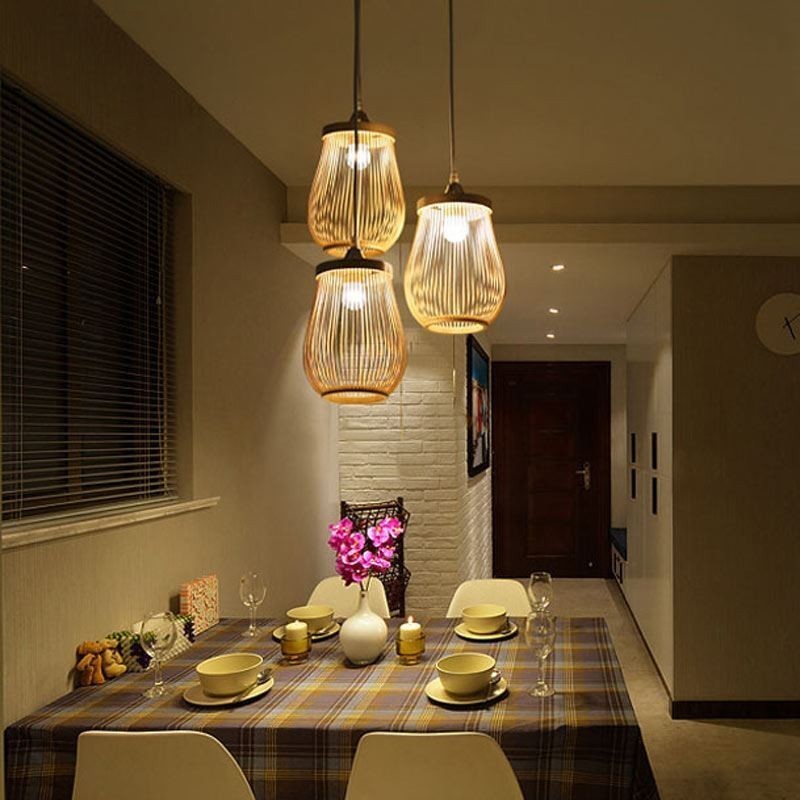 Hollow Cage Pendant Light Modern Bamboo Pendant Lighting