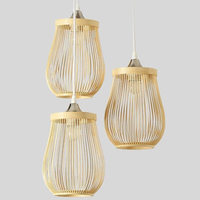 Hollow Cage Pendant Light Modern Bamboo Pendant Lighting