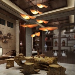 Creative Leaf Pendant Light Contemporary Bamboo Pendant Light Tearoom Lighting