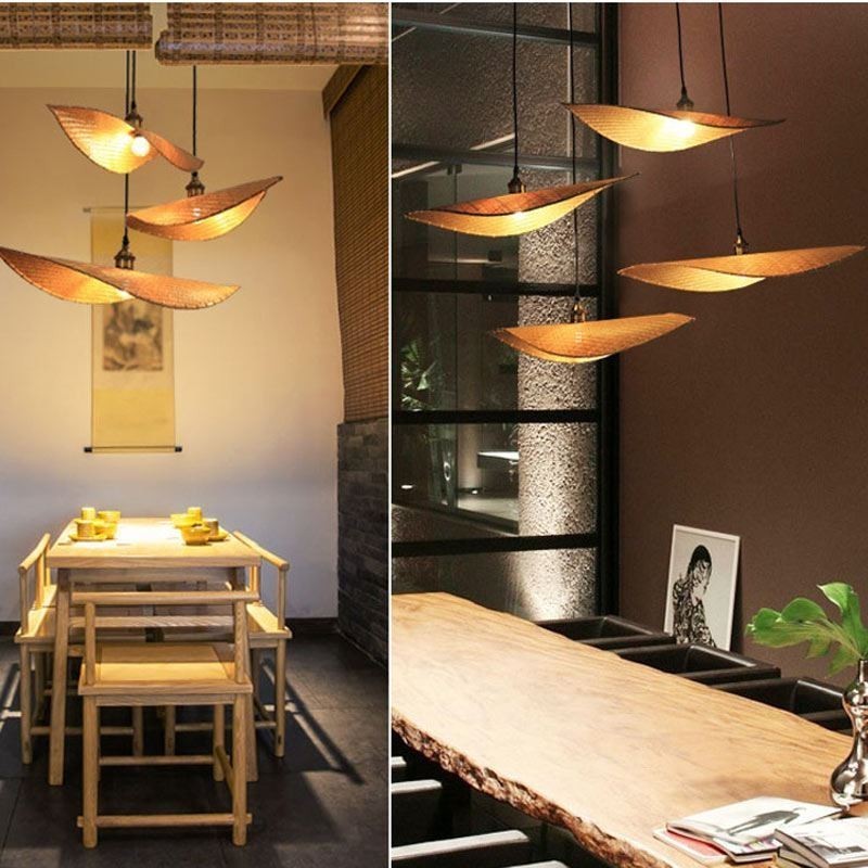 Creative Leaf Pendant Light Contemporary Bamboo Pendant Light Tearoom Lighting