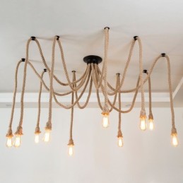 Retro Style 6 10 Heads Pendant Light Hemp Rope Chandelier Vintage Ceiling Light