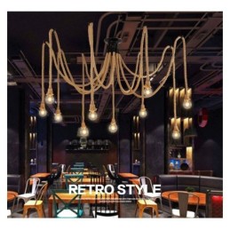 Retro Style 6 10 Heads Pendant Light Hemp Rope Chandelier Vintage Ceiling Light
