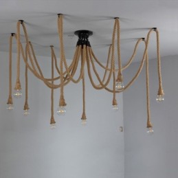 Retro Style 6 10 Heads Pendant Light Hemp Rope Chandelier Vintage Ceiling Light