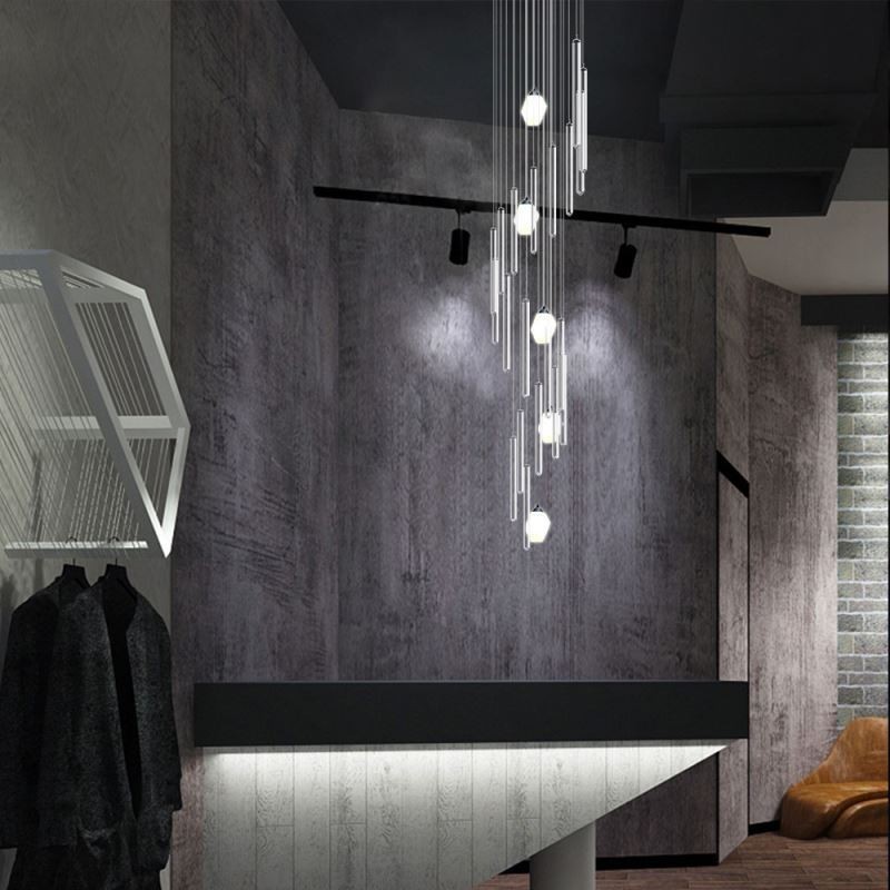 Cluster Pendant Light Modern Large Pendant Crystal Chandelier Duplex Staircase