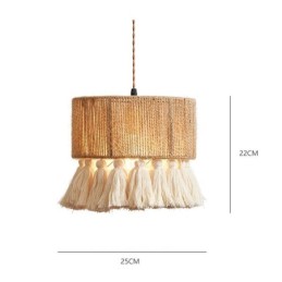 Hemp Rope Pendant Light Retro Decoration Ceiling Light Tassel Lamp Shade