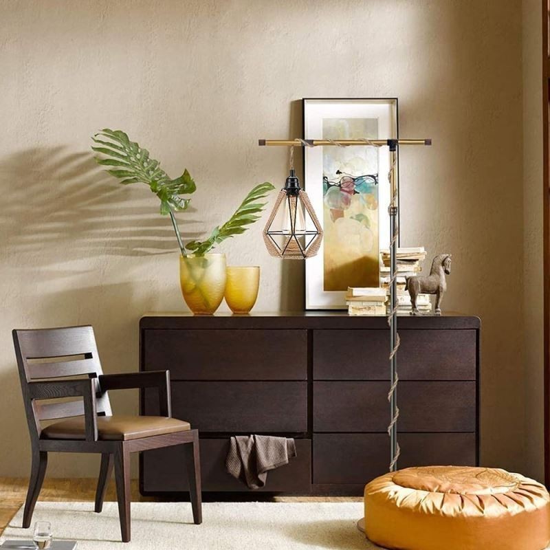 Retro Pendant Light Hemp Rope Ceiling Light 5M Hanging Wire