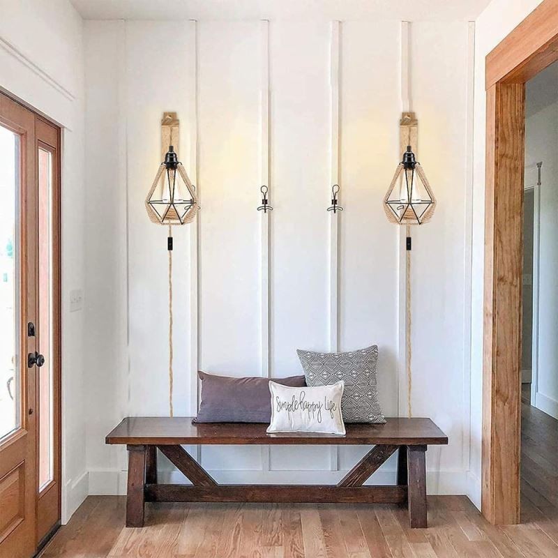 Retro Pendant Light Hemp Rope Ceiling Light 5M Hanging Wire