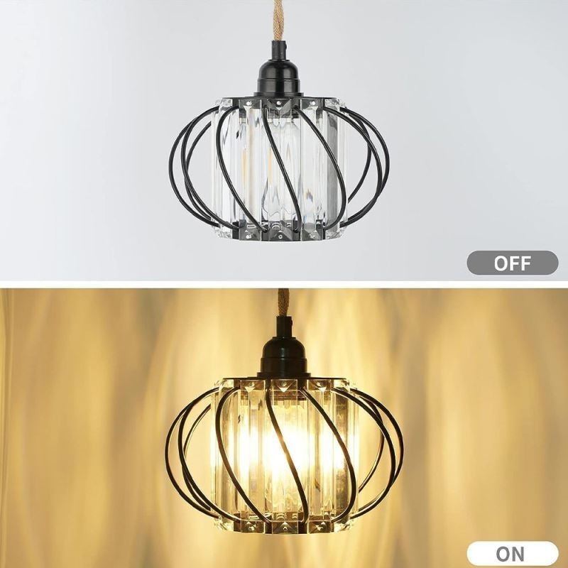 Retro Country Ceiling Light Hemp Rope Iron Bedside Pendant Light With Plug