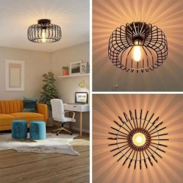 Simple Flush Mount Iron Bird Cage Ceiling Light