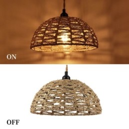 Country Retro Pendant Light Hand Woven Paper Rope Lampshade 30cm
