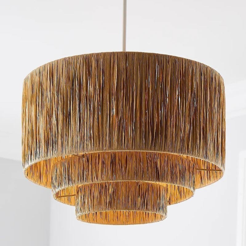 Country Retro Pendant Light Multi Layered Paper Rope Lamp Shade Ceiling Lamp