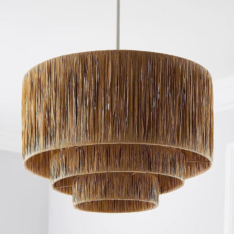 Country Retro Pendant Light Multi Layered Paper Rope Lamp Shade Ceiling Lamp