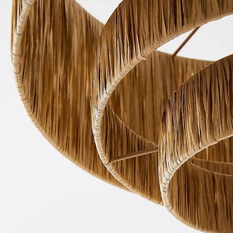 Country Retro Pendant Light Multi Layered Paper Rope Lamp Shade Ceiling Lamp