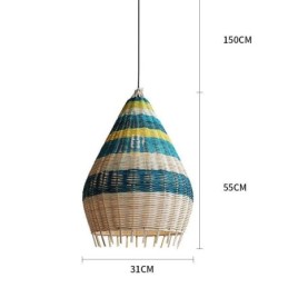 Bamboo And Rattan Pendant Light Striped Interval Handwoven Lampshade Ceiling Lamp