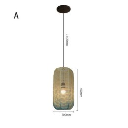 Paper Rope Pendant Light Country Retro Gradient Blue Ceiling Lamp