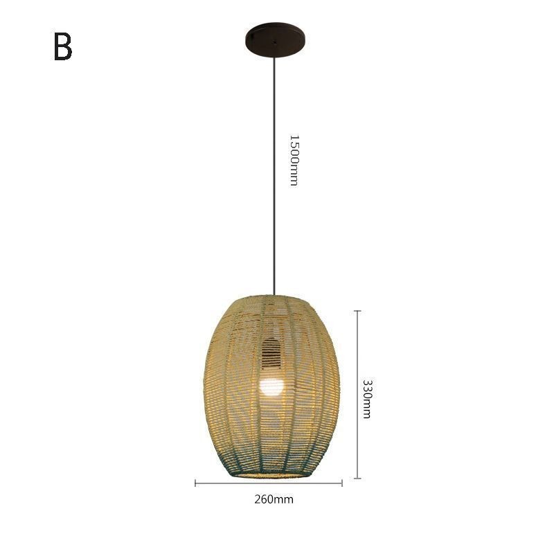 Paper Rope Pendant Light Country Retro Gradient Blue Ceiling Lamp