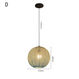 Paper Rope Pendant Light Country Retro Gradient Blue Ceiling Lamp