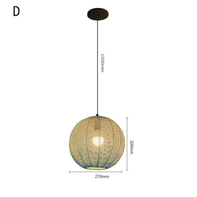 Paper Rope Pendant Light Country Retro Gradient Blue Ceiling Lamp