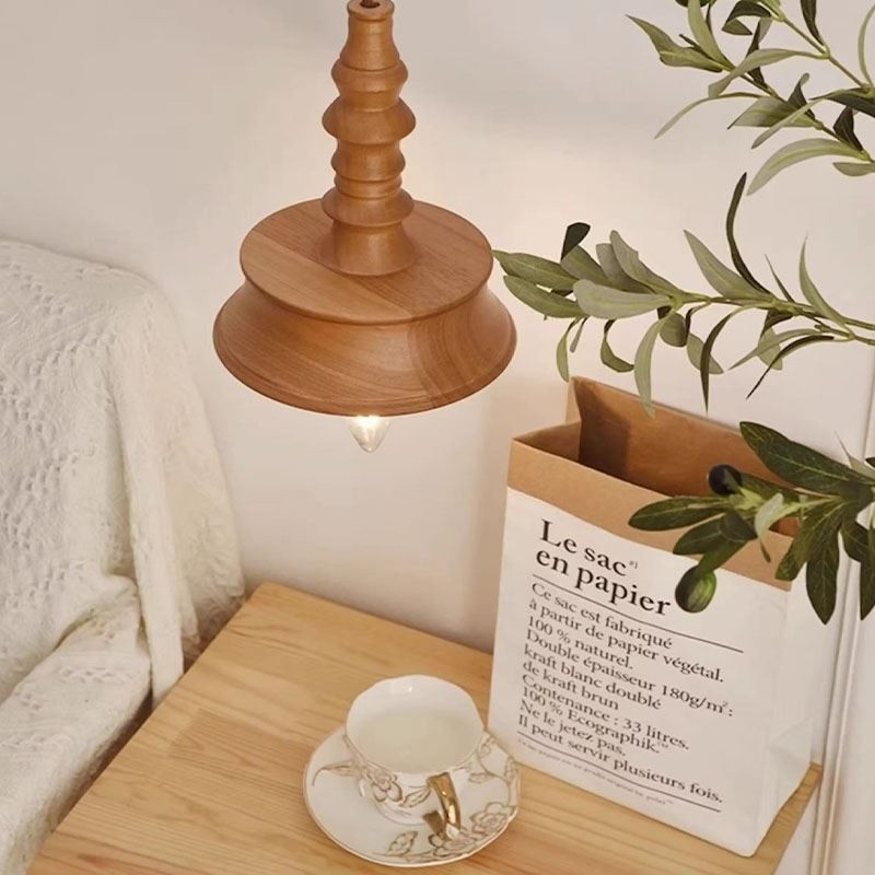 Rubberwood Pendant Light Ins Vintage Hanging Light