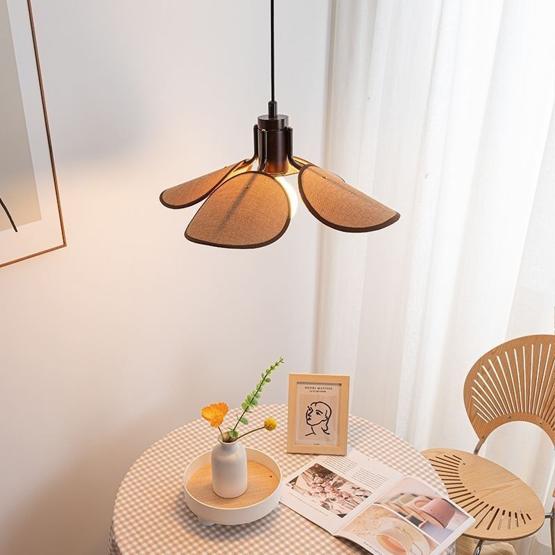 Nordic Pendant Light Wabi Sabi Style Fabric Lampshade Decorative Ceiling Light