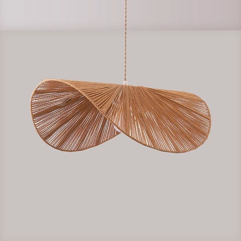 Retro Pendant Light Creative Wabi Sabi Straw Hat Hemp Rope Ceiling Light