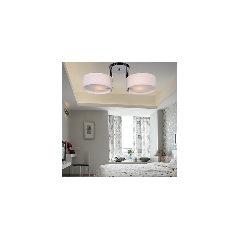 Modern Contemporary Chrome Metal Chandelier Flush Mount