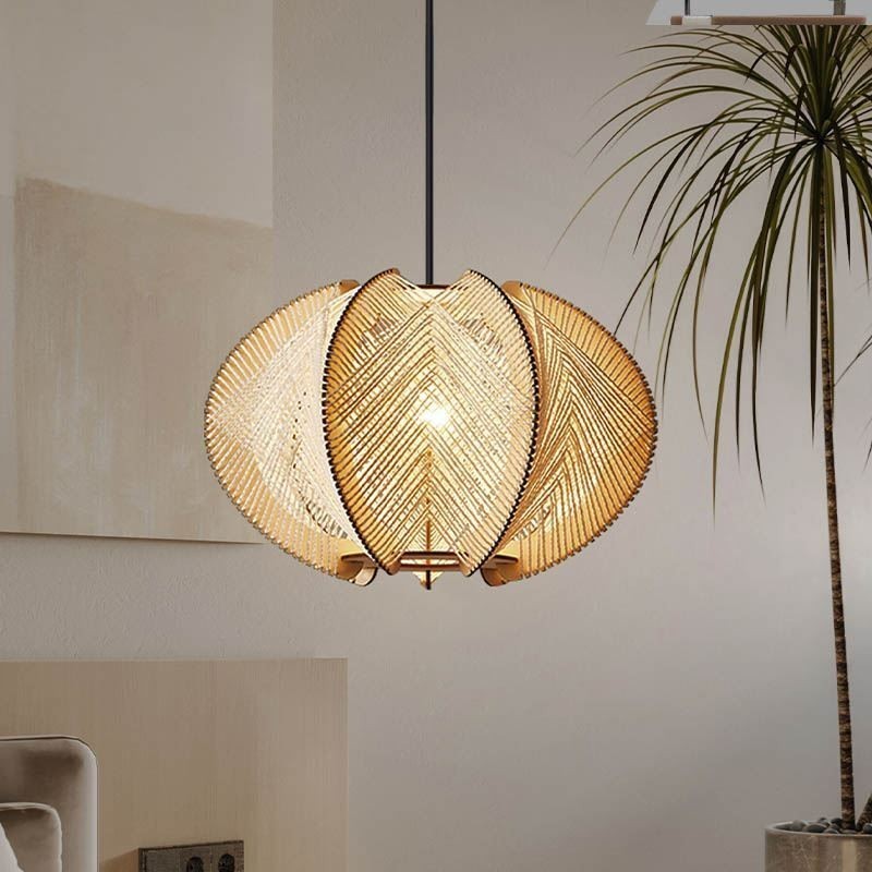 Nordic Pendant Light Retro Wabi Sabi Style Handmade Solid Wood Ceiling Light
