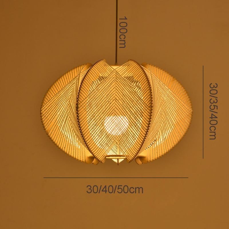 Nordic Pendant Light Retro Wabi Sabi Style Handmade Solid Wood Ceiling Light
