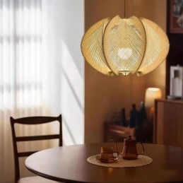 Nordic Pendant Light Retro Wabi Sabi Style Handmade Solid Wood Ceiling Light