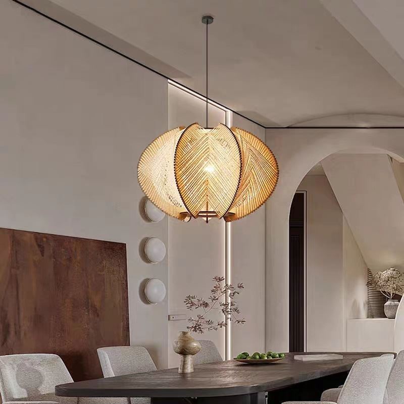 Nordic Pendant Light Retro Wabi Sabi Style Handmade Solid Wood Ceiling Light