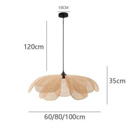 Rattan Petal Pendant Light Wabi Sabi Style Hand Woven Rattan Ceiling Light