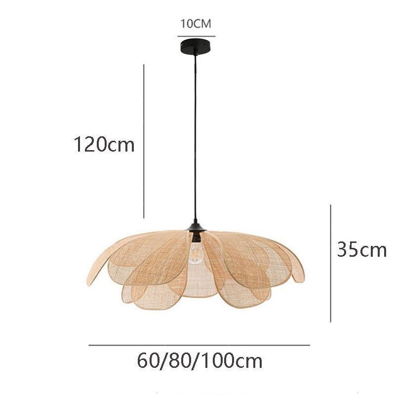 Rattan Petal Pendant Light Wabi Sabi Style Hand Woven Rattan Ceiling Light
