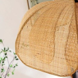 Rattan Petal Pendant Light Wabi Sabi Style Hand Woven Rattan Ceiling Light