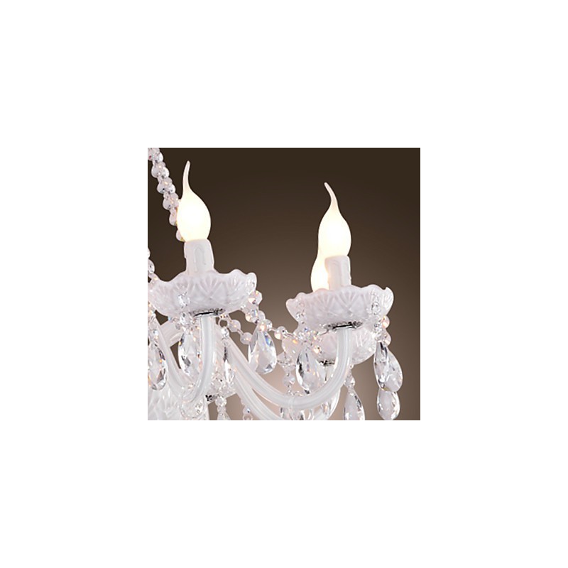 Chandelier White Crystal Modern Living 8 Lights