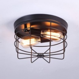 Industrial Metal Cage Ceiling Light Rustic Flush Mount Lamp Fixture
