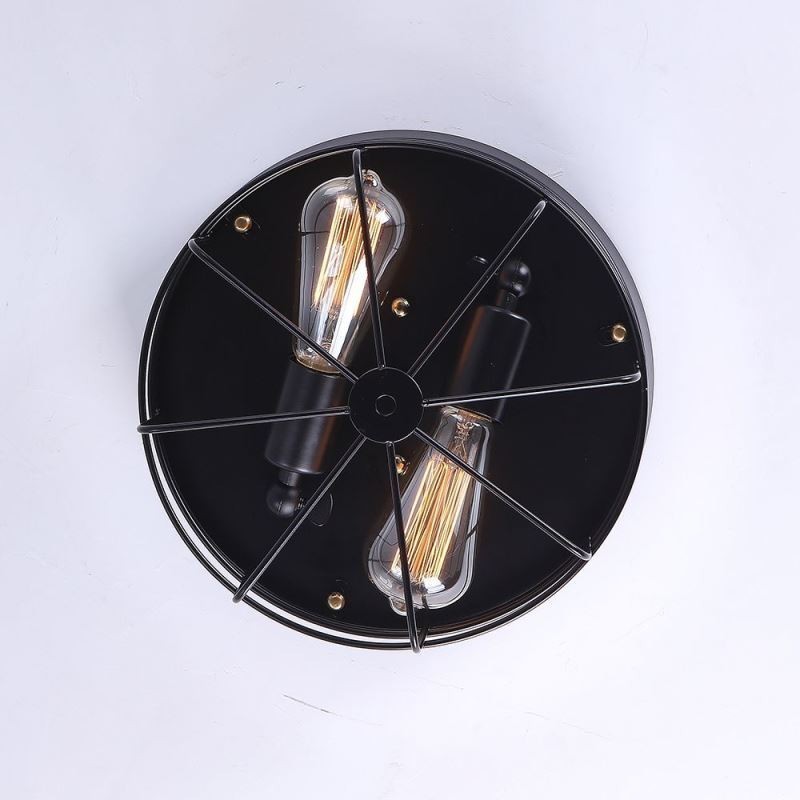 Industrial Metal Cage Ceiling Light Rustic Flush Mount Lamp Fixture