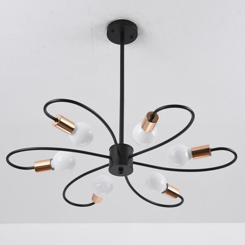 Rustic Chandelier 6 Light Classic Petals Ceiling Hanging Light