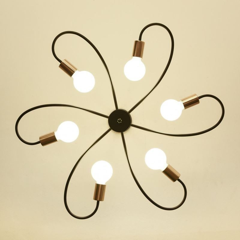 Rustic Chandelier 6 Light Classic Petals Ceiling Hanging Light