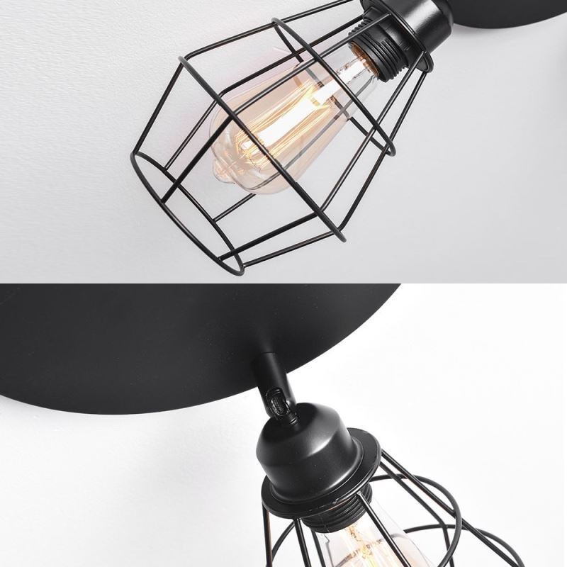 Industrial Flush Mount Ceiling Light Fixture 3 Light Metal Cage Ceiling Lamp