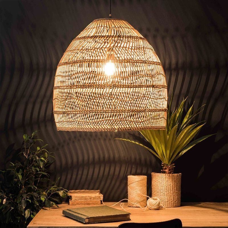 Hand Woven Pendant Light Rattan Hanging Light Farmhouse
